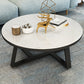 Glam Cross Legs Coffee Table Faux Marble Round Cocktail Table 31.5"L x 31.5"W x 17.7"H Black White Clearhalo 'Coffee & Accent Tables' 'Coffee Tables' 'coffee_tables' 'furn' 'furn_coffee_tables' 'Furniture' 'Living Room Furniture' 5400860