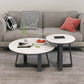 Glam Cross Legs Coffee Table Faux Marble Round Cocktail Table Clearhalo 'Coffee & Accent Tables' 'Coffee Tables' 'coffee_tables' 'furn' 'furn_coffee_tables' 'Furniture' 'Living Room Furniture' 5400861