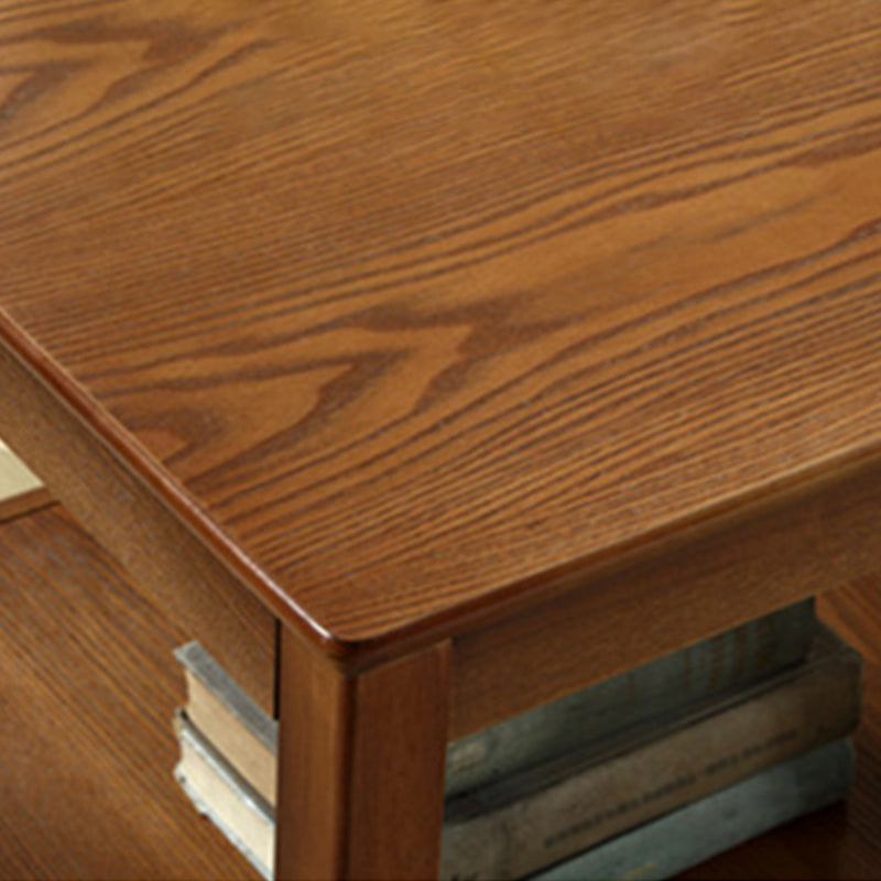 Country Double Tier Wood End Table 4 Legs Sofa Side Table with Shelf Clearhalo 'Coffee & Accent Tables' 'End & Side Tables' 'end_side_tables' 'furn' 'furn_end_side_tables' 'Furniture' 'Living Room Furniture' 5400914