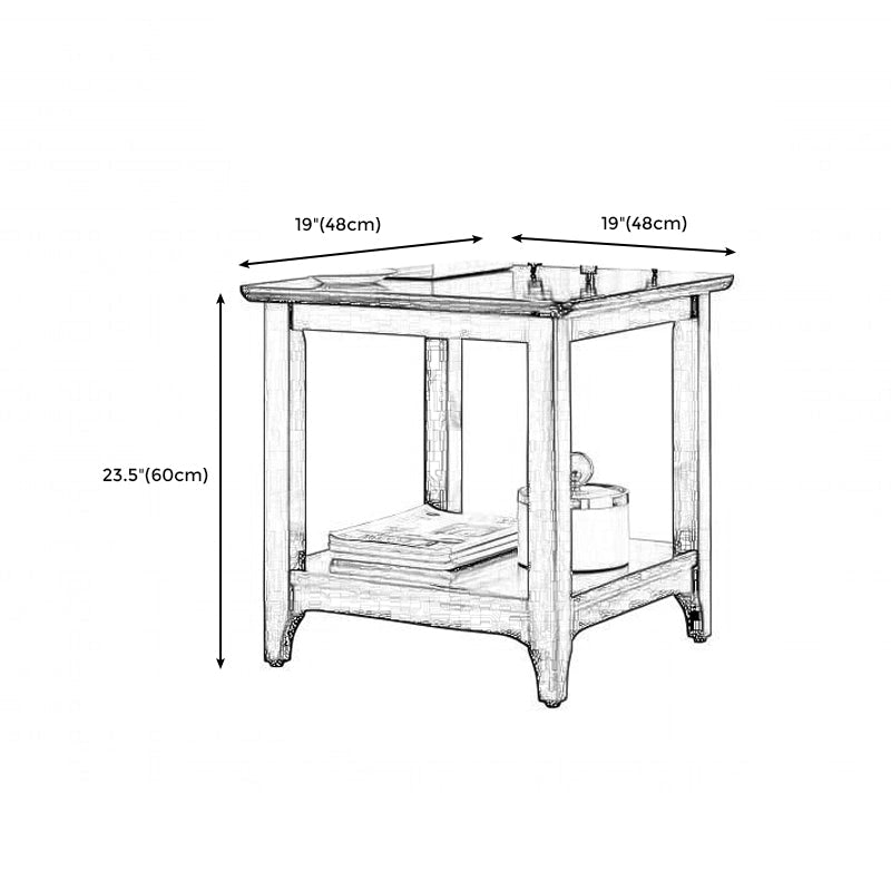Country Double Tier Wood End Table 4 Legs Sofa Side Table with Shelf Clearhalo 'Coffee & Accent Tables' 'End & Side Tables' 'end_side_tables' 'furn' 'furn_end_side_tables' 'Furniture' 'Living Room Furniture' 5400919