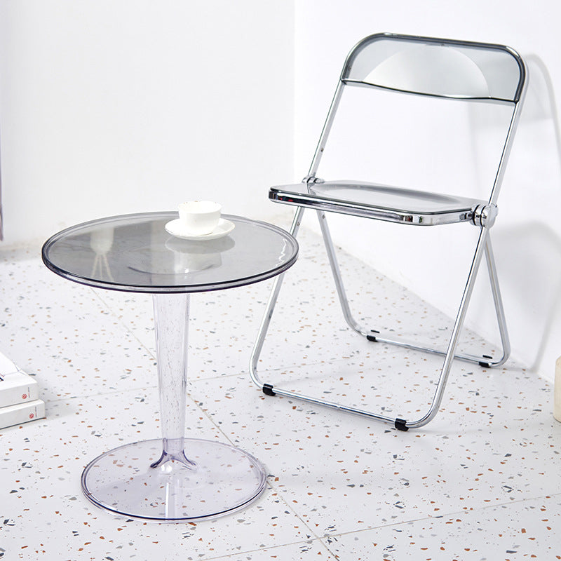 クロスベースデザインアクリル素材モダンスタイルラウンドサイドテーブル