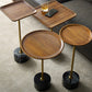 Mid-Century Modern Solid Wood Top End Table Marble Pedestal Sofa Side Table