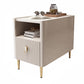 Modern Stone Top End Table 4 Legs Side Table with Drawer and Shelf