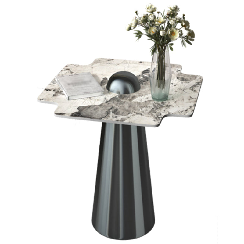 Contemporary Stone Top End Table Stainless Steel Pedestal Sofa Side Table