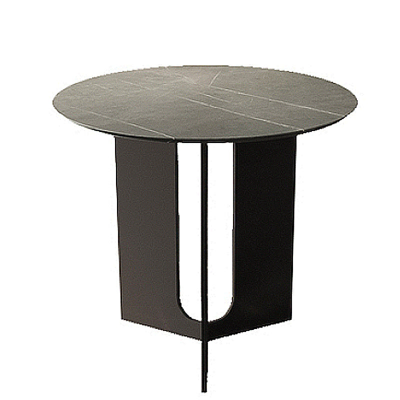 Contemporary Stone Top End Table Stainless Steel Pedestal Sofa Side Table