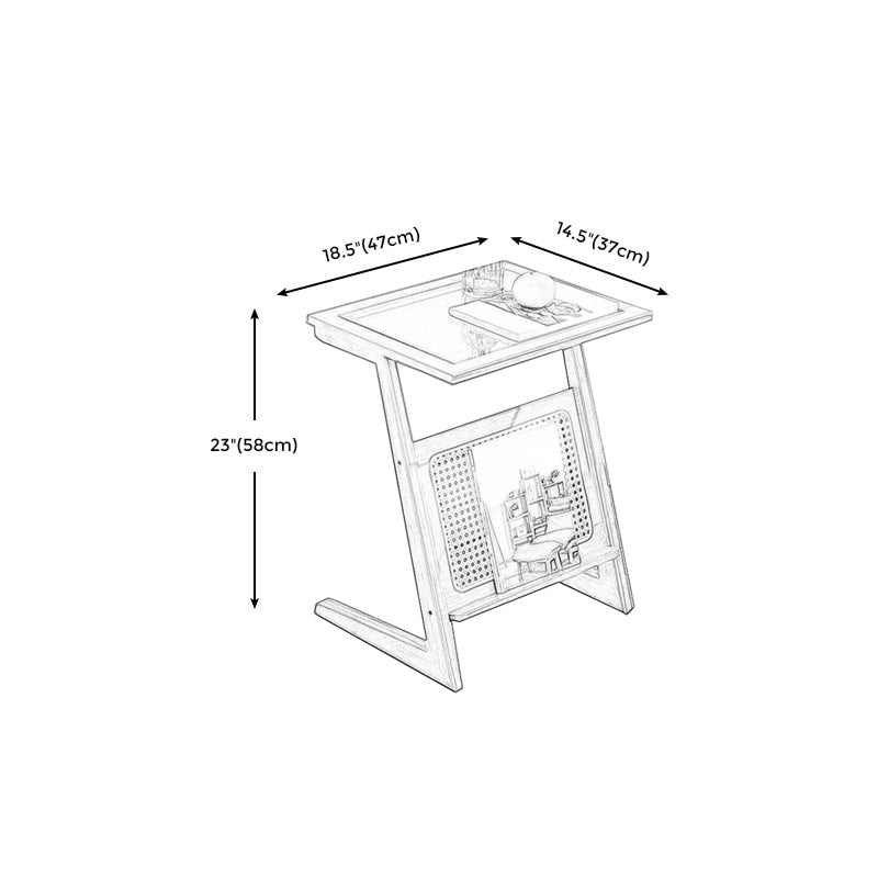 Sledge-shaped Base Design Bamboo Cane Craft Glass Finish Material Rectangular Side Table Clearhalo 'Coffee & Accent Tables' 'End & Side Tables' 'end_side_tables' 'furn' 'furn_end_side_tables' 'Furniture' 'Living Room Furniture' 5401129