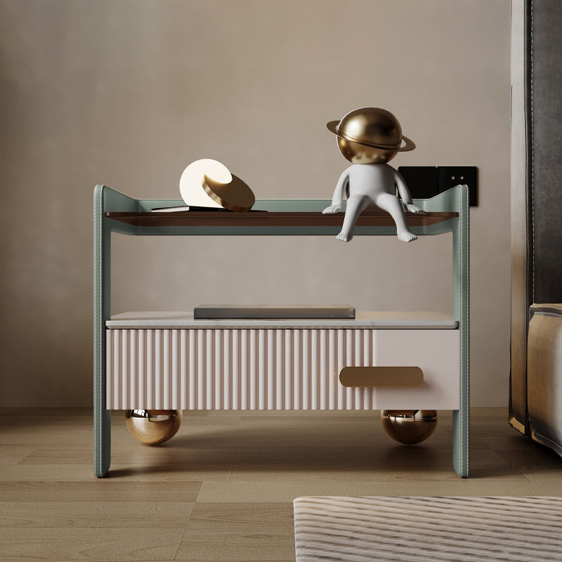 Table de nuit de rangement en bois et en verre moderne 1 Dessin de nuit de lit de tiroir