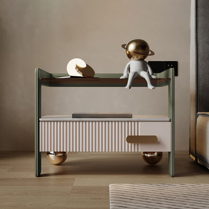 Table de nuit de rangement en bois et en verre moderne 1 Dessin de nuit de lit de tiroir