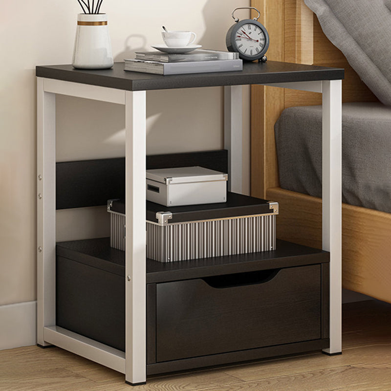 Contemporary Drawer Storage Bedside Cabinet Wood Nightstand for Bedroom Black 1 Clearhalo 'Bedroom Furniture' 'furn' 'furn_night_stand' 'Furniture' 'night_stand' 'Nightstands' 5401355