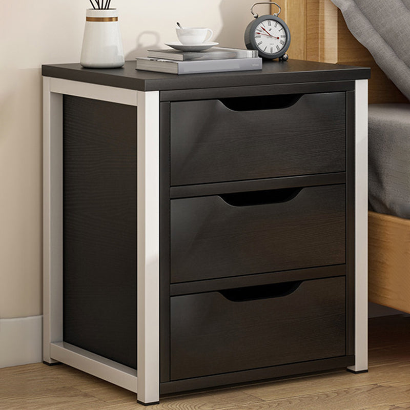 Contemporary Drawer Storage Bedside Cabinet Wood Nightstand for Bedroom Black 3 Clearhalo 'Bedroom Furniture' 'furn' 'furn_night_stand' 'Furniture' 'night_stand' 'Nightstands' 5401356