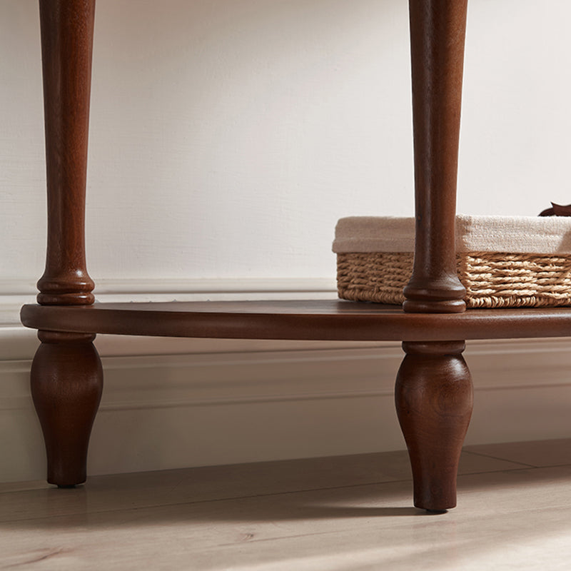 Mident secolo moderno a 4 gambe console a mezza luna in legno in marrone