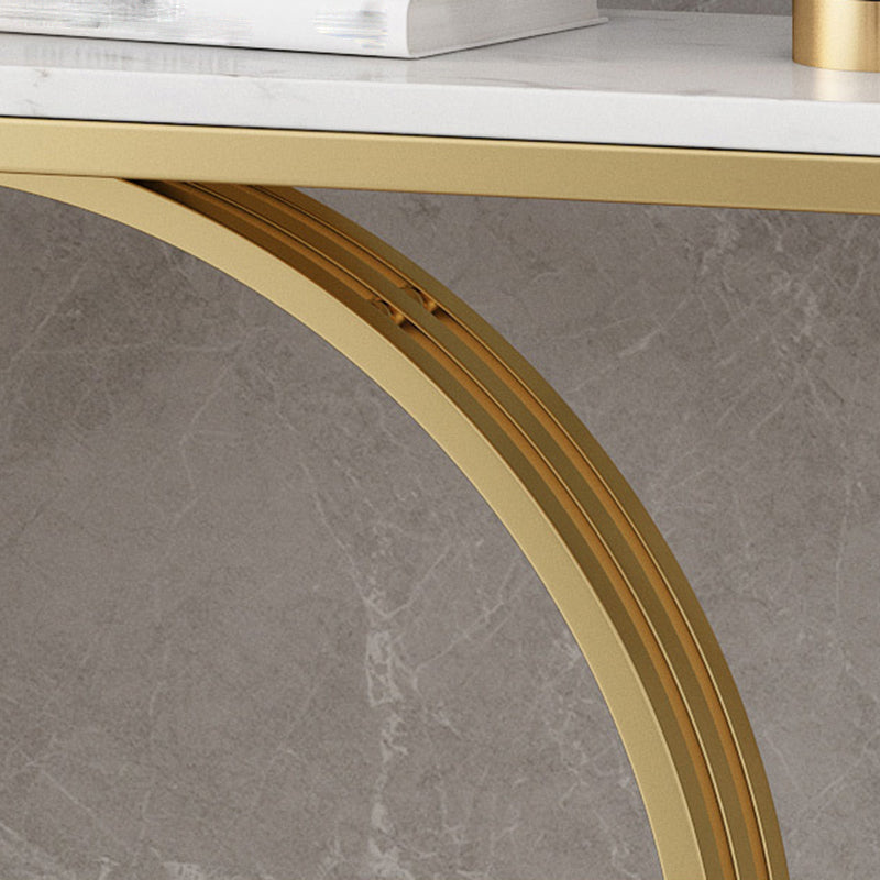 Glam Hall Pedestal Marble Rectangle Stain Resistant Console Sofa Table