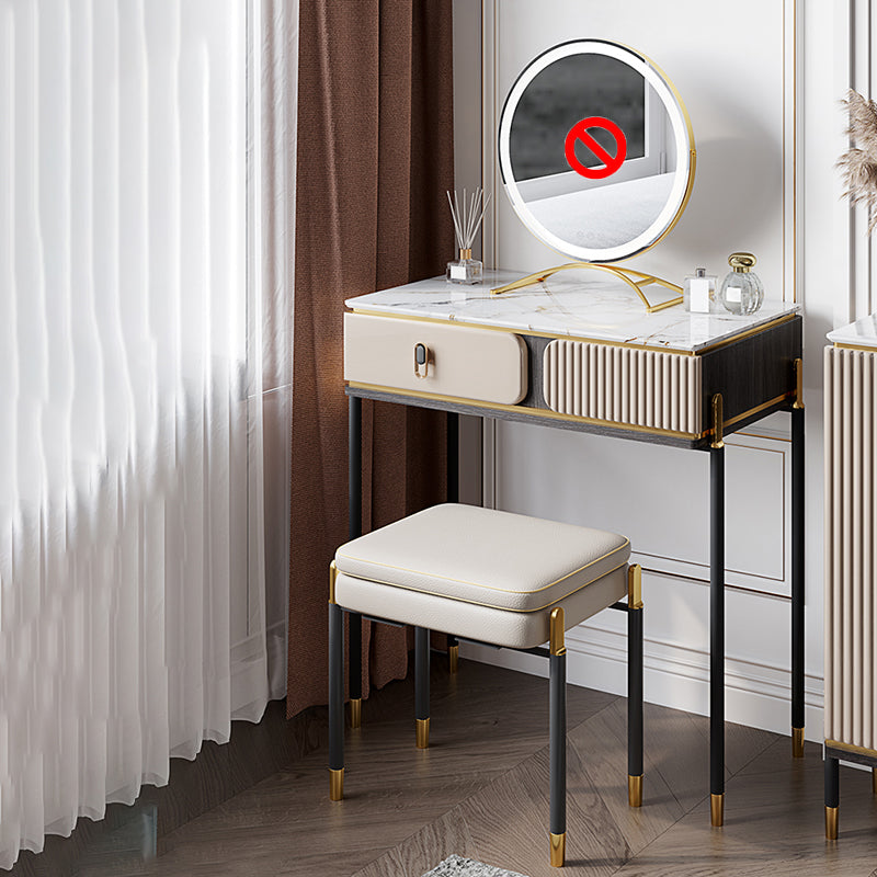 Glam 29.5" Height Slate Table Top Makeup Vanity Set with Drawer