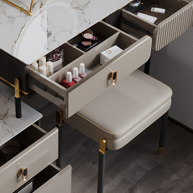 Glam 29.5" Height Slate Table Top Makeup Vanity Set with Drawer