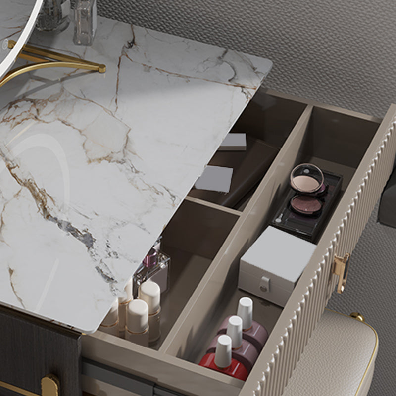 Glam 29.5" Height Slate Table Top Makeup Vanity Set with Drawer