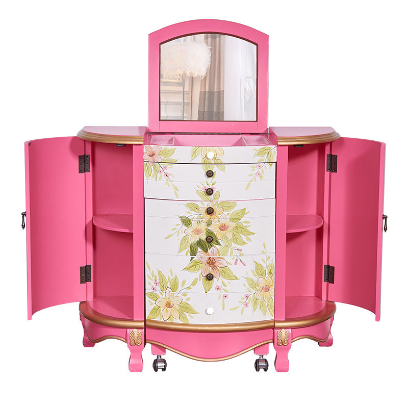 Style victorien 31,8 "Hauteur 2 tiroirs Ensemble de vanité avec tabouret et miroir