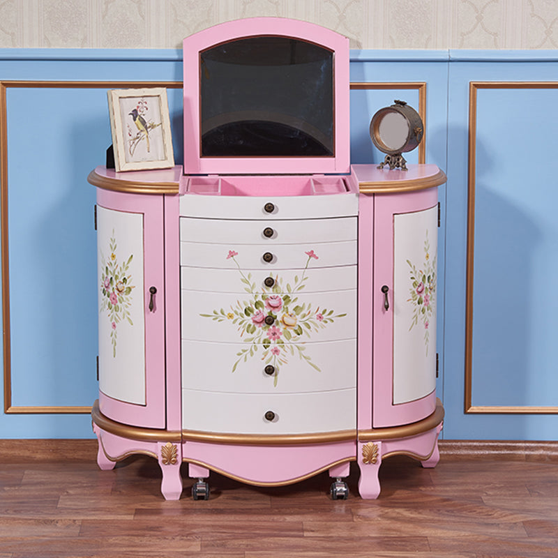 Style victorien 31,8 "Hauteur 2 tiroirs Ensemble de vanité avec tabouret et miroir