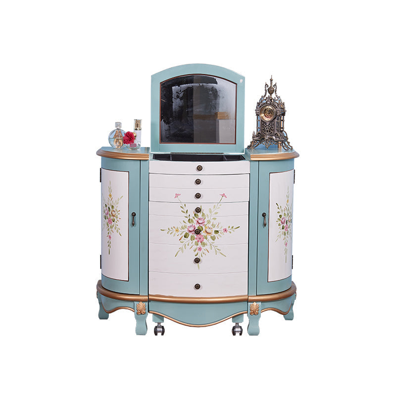 Style victorien 31,8 "Hauteur 2 tiroirs Ensemble de vanité avec tabouret et miroir