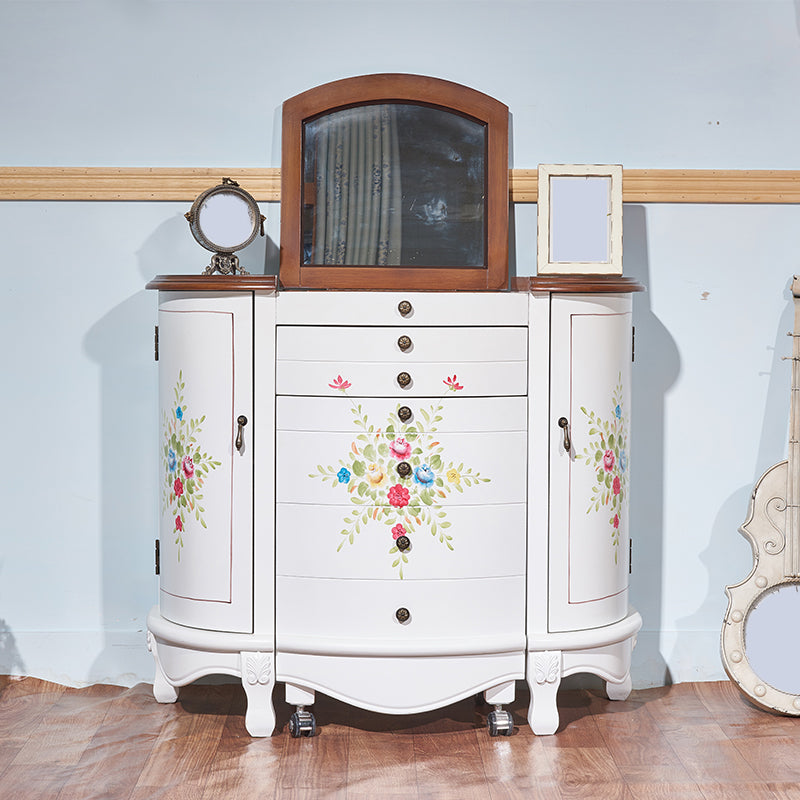 Style victorien 31,8 "Hauteur 2 tiroirs Ensemble de vanité avec tabouret et miroir