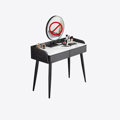 現代の石の虚栄心、スツール、黒/白の2つの貯蔵引き出し