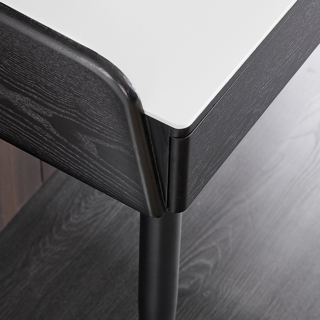 Vanity di pietra contemporanea, 2 cassetti di stoccaggio con sgabello, nero/nero