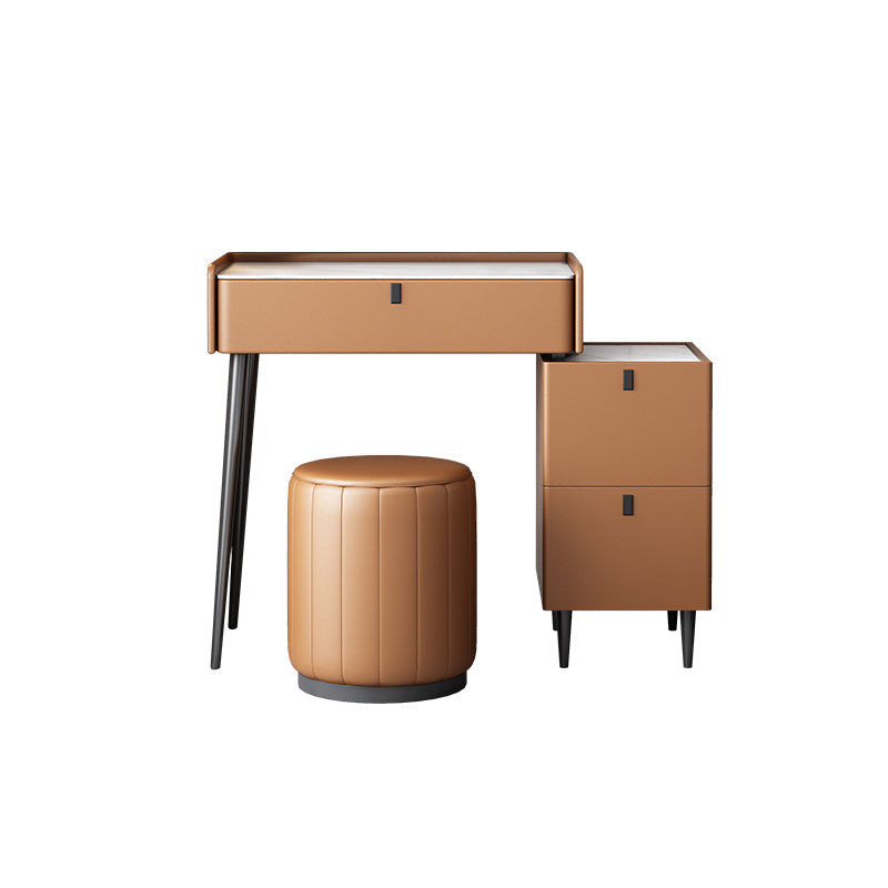 1/3の引き出し、23.62 "/27.56"スツールと鏡でセットされた幅の虚栄心、茶色