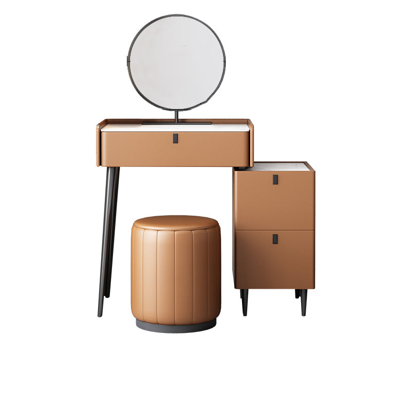 1/3の引き出し、23.62 "/27.56"スツールと鏡でセットされた幅の虚栄心、茶色