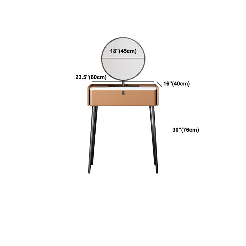 1/3の引き出し、23.62 "/27.56"スツールと鏡でセットされた幅の虚栄心、茶色