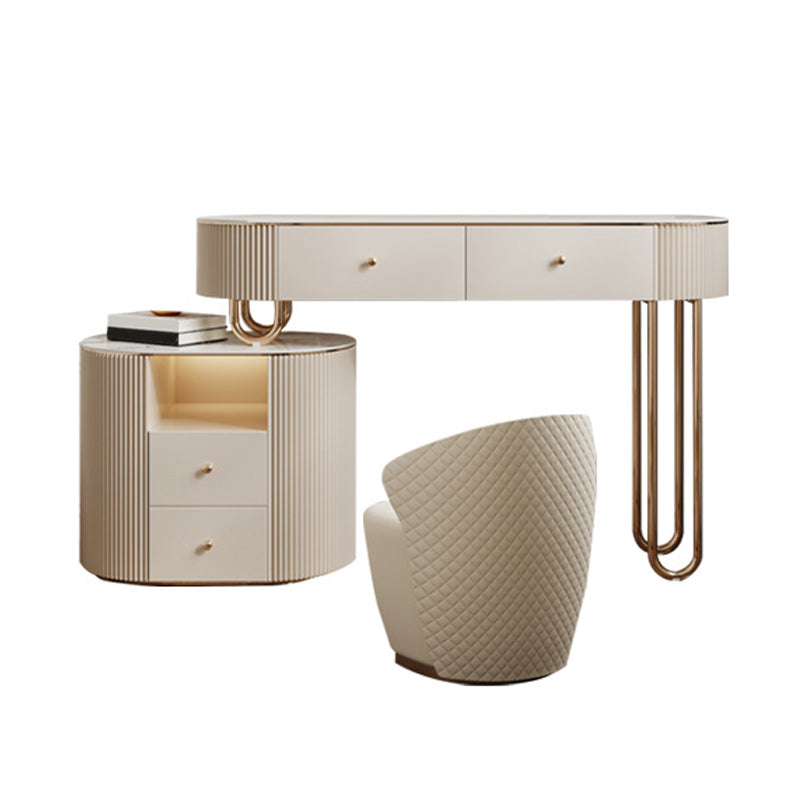 Vanità bianca, set di vanità alta 30,71 "con sgabello, 2/4 cassetti