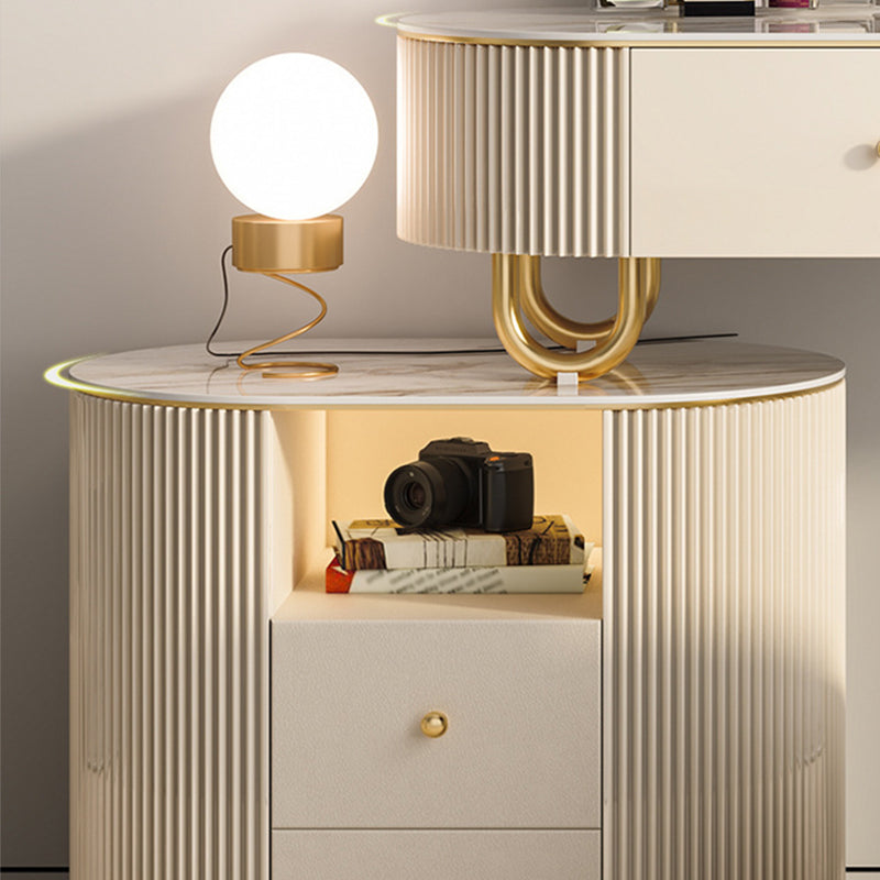 白い虚栄心、30.71 "スツール付きの高石の虚栄心、2/4引き出しドレッサー