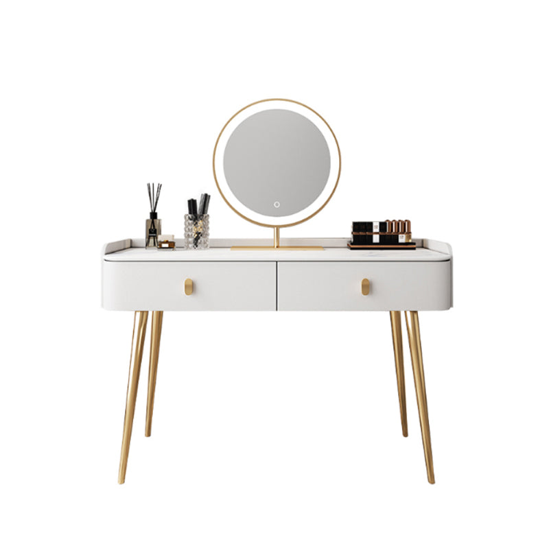 Vanity bianco con tavolo da trucco e sgabelli, cassetti 1/2 cassetti - 31,89 "H