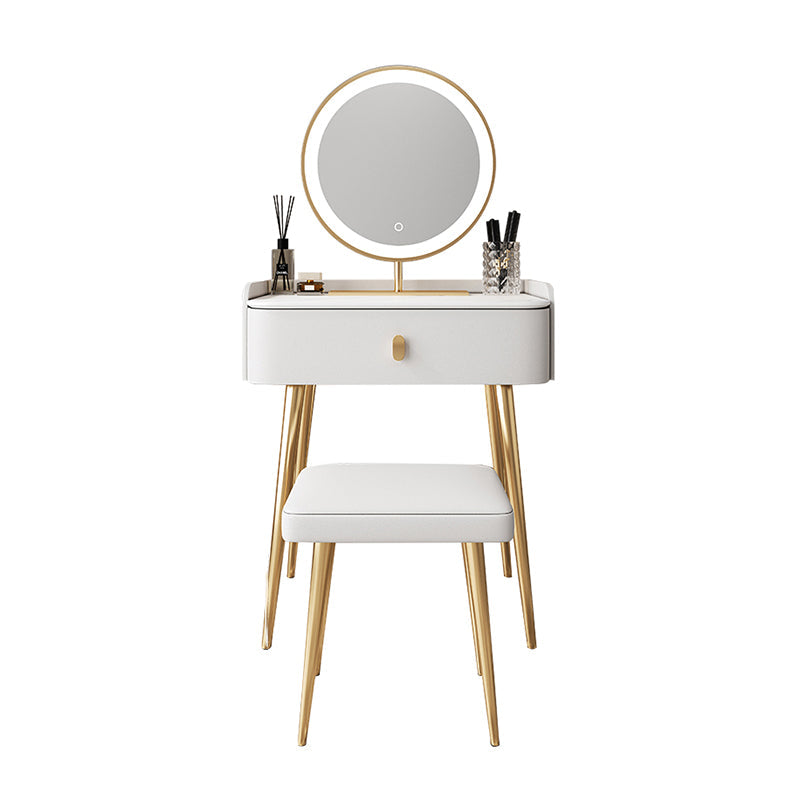Vanity bianco con tavolo da trucco e sgabelli, cassetti 1/2 cassetti - 31,89 "H