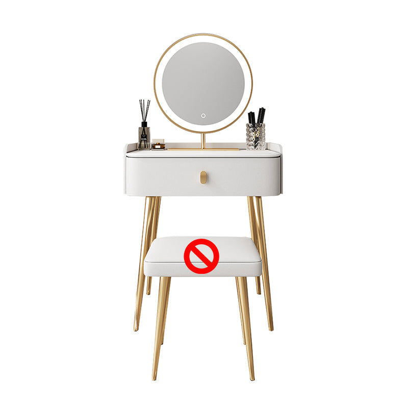 Vanity bianco con tavolo da trucco e sgabelli, cassetti 1/2 cassetti - 31,89 "H