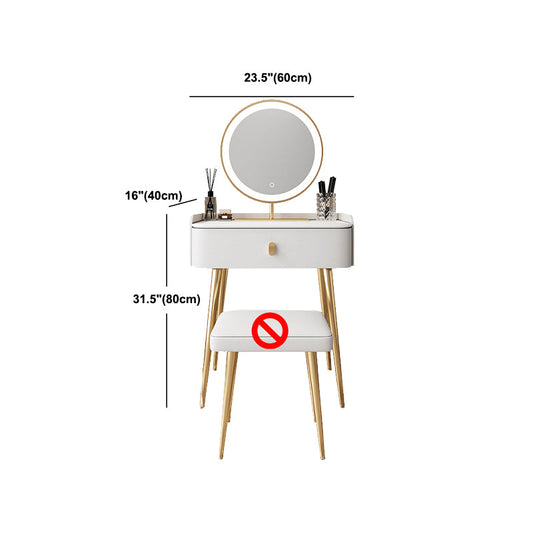 Vanity bianco con tavolo da trucco e sgabelli, cassetti 1/2 cassetti - 31,89 "H