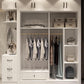 Contemporary Wardrobe White Colour Wooden Wardrobe Closet With 2 Drawers Clearhalo 'Armoires & Wardrobes' 'armoires_wardrobes' 'Bedroom Furniture' 'furn' 'furn_armoires_wardrobes' 'Furniture' 5404779