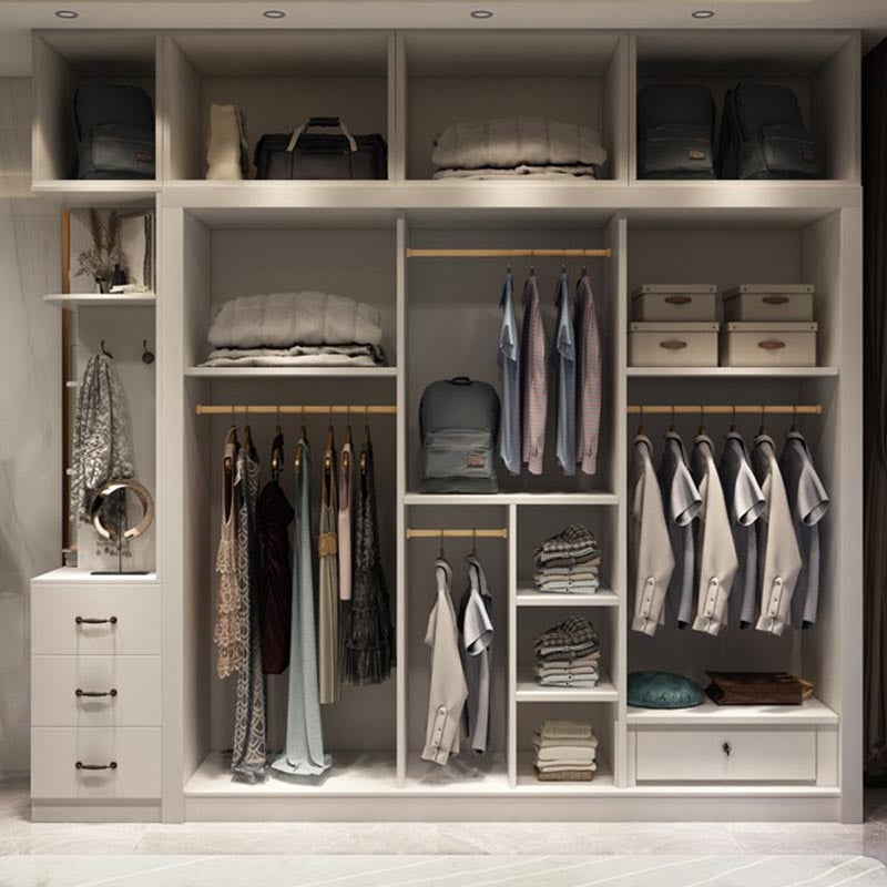 Contemporary Wardrobe White Colour Wooden Wardrobe Closet With 2 Drawers Clearhalo 'Armoires & Wardrobes' 'armoires_wardrobes' 'Bedroom Furniture' 'furn' 'furn_armoires_wardrobes' 'Furniture' 5404780