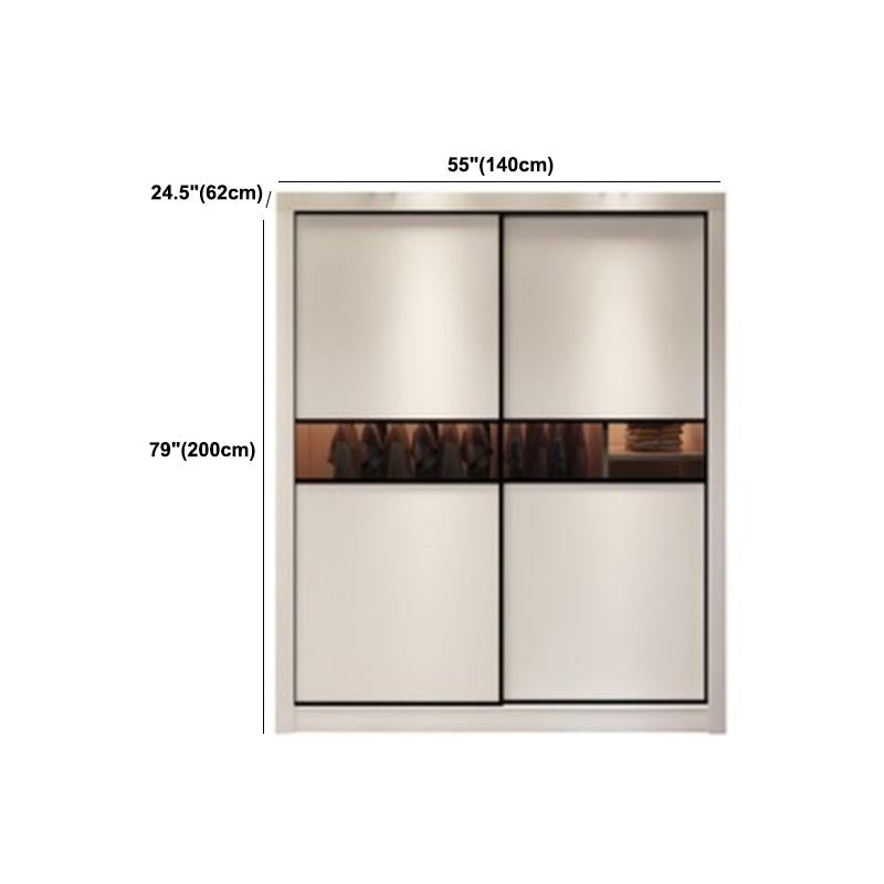 Contemporary Wardrobe White Colour Wooden Wardrobe Closet With 2 Drawers Clearhalo 'Armoires & Wardrobes' 'armoires_wardrobes' 'Bedroom Furniture' 'furn' 'furn_armoires_wardrobes' 'Furniture' 5404785