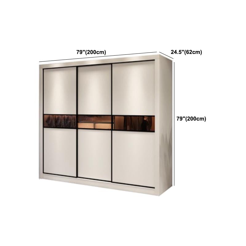 Contemporary Wardrobe White Colour Wooden Wardrobe Closet With 2 Drawers Clearhalo 'Armoires & Wardrobes' 'armoires_wardrobes' 'Bedroom Furniture' 'furn' 'furn_armoires_wardrobes' 'Furniture' 5404788