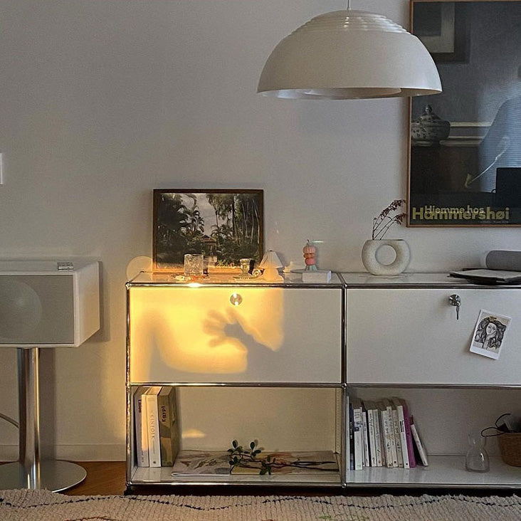 Aparador de estilo de estilo contemporáneo de estilo de madera con marco de metal