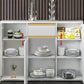 Contemporary Manufactured Wood Dining Server White Adjustable Shelving Sideboard Clearhalo 'buffet_sideboard' 'Buffets & Sideboards' 'furn' 'furn_buffet_sideboard' 'Furniture' 'Kitchen & Dining Furniture' 5405200