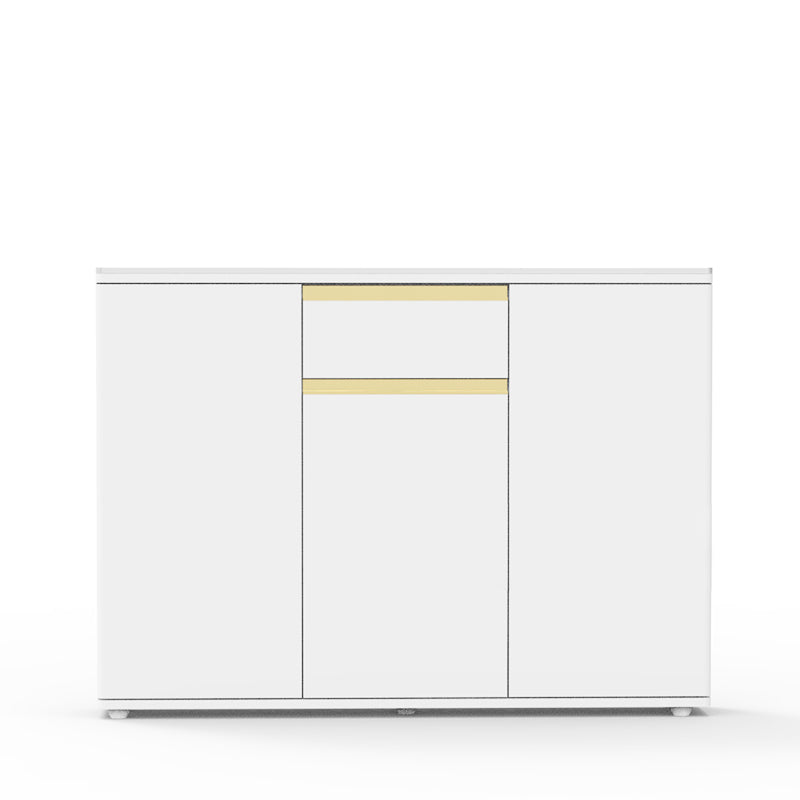 Contemporary Manufactured Wood Dining Server White Adjustable Shelving Sideboard Clearhalo 'buffet_sideboard' 'Buffets & Sideboards' 'furn' 'furn_buffet_sideboard' 'Furniture' 'Kitchen & Dining Furniture' 5405201