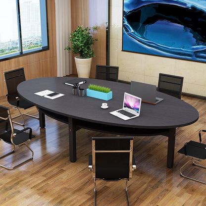 Modern Home Oval Desk Artificial Wood Bedroom Writing Desk for Office Black Clearhalo 'furn' 'furn_office_desk' 'Furniture' 'Office Desks' 'Office Furniture' 'office_desk' 5405292