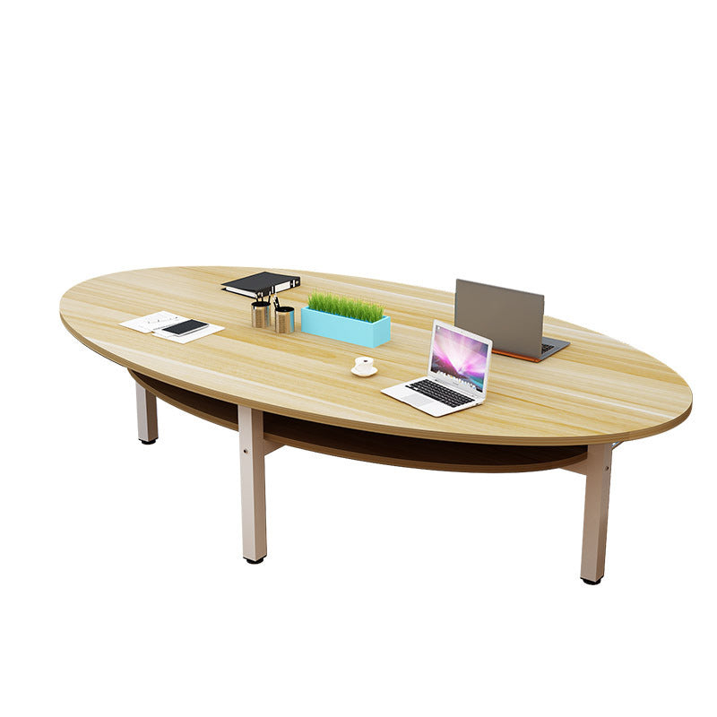 Modern Home Oval Desk Artificial Wood Bedroom Writing Desk for Office Natural Clearhalo 'furn' 'furn_office_desk' 'Furniture' 'Office Desks' 'Office Furniture' 'office_desk' 5405295