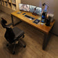 Rectangular Writing Desk Solid Wood Top with Black Metal Legs Desk without Chair
