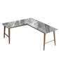 Glam L-Shape Writing Desk Stone Desktop with Solid Wood Table Leg 70.9"L x 47.2"W x 29.5"H Clearhalo 'furn' 'furn_office_desk' 'Furniture' 'Office Desks' 'Office Furniture' 'office_desk' 5405477