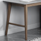 Glam L-Shape Writing Desk Stone Desktop with Solid Wood Table Leg Clearhalo 'furn' 'furn_office_desk' 'Furniture' 'Office Desks' 'Office Furniture' 'office_desk' 5405479