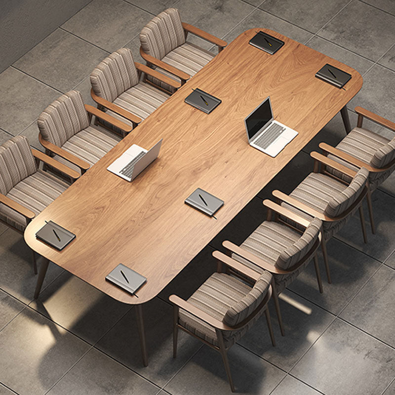 モダンおよびコンテンポラリーオフィスデスク曲線天然固体木材ライティングデスク