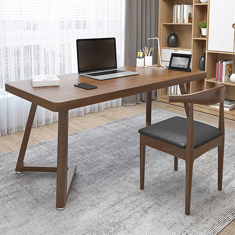 Modern Style Home Office Desk Curved Solid Wood Sled Writing Desk 63"L x 27.6"W x 29.5"H Clearhalo 'furn' 'furn_office_desk' 'Furniture' 'Office Desks' 'Office Furniture' 'office_desk' 5405532