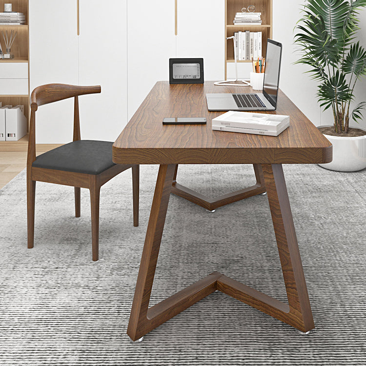Modern Style Home Office Desk Curved Solid Wood Sled Writing Desk Clearhalo 'furn' 'furn_office_desk' 'Furniture' 'Office Desks' 'Office Furniture' 'office_desk' 5405535