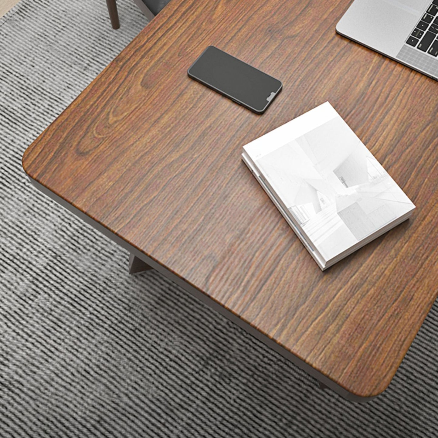 Modern Style Home Office Desk Curved Solid Wood Sled Writing Desk Clearhalo 'furn' 'furn_office_desk' 'Furniture' 'Office Desks' 'Office Furniture' 'office_desk' 5405539